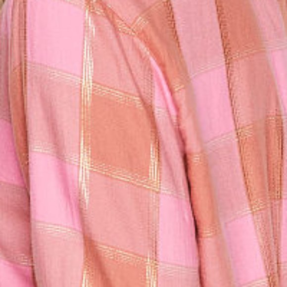 VICTORIA'S SECRET XS Flannel Top Plaid Pink w/ Gold Metallic NWT - Picture 11 of 16